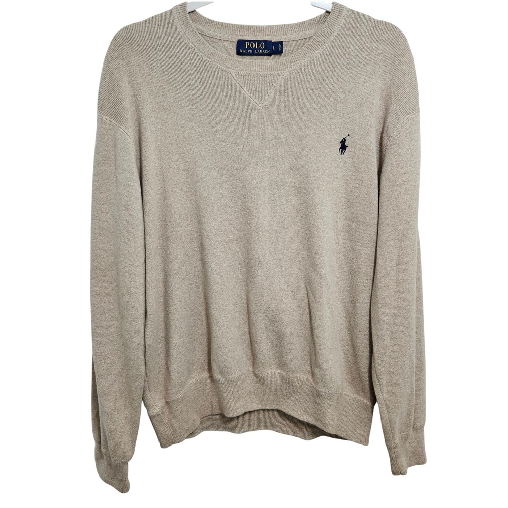 Polo Ralph Lauren Mens Cotton Sweater Jumper Crewneck Blue Pony Heritage L